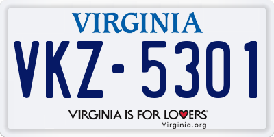 VA license plate VKZ5301