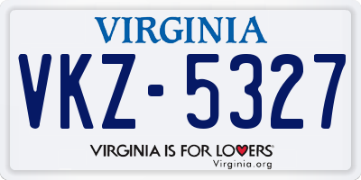 VA license plate VKZ5327