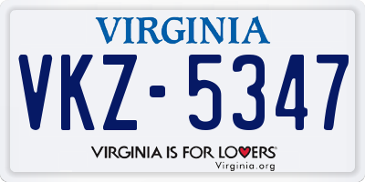 VA license plate VKZ5347