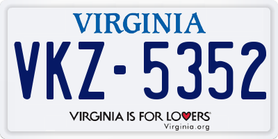 VA license plate VKZ5352