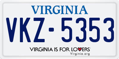 VA license plate VKZ5353