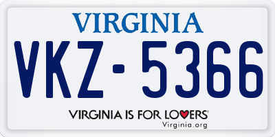 VA license plate VKZ5366