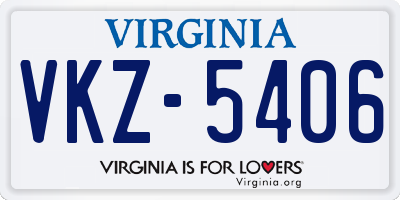 VA license plate VKZ5406
