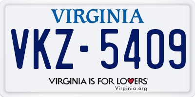 VA license plate VKZ5409