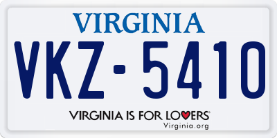 VA license plate VKZ5410