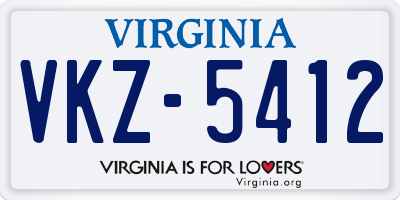 VA license plate VKZ5412