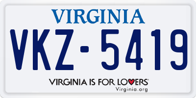 VA license plate VKZ5419
