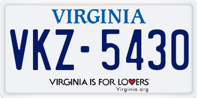VA license plate VKZ5430