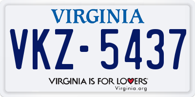 VA license plate VKZ5437