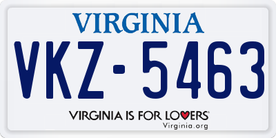 VA license plate VKZ5463