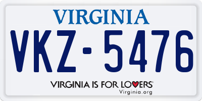 VA license plate VKZ5476