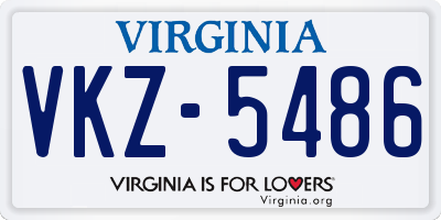 VA license plate VKZ5486