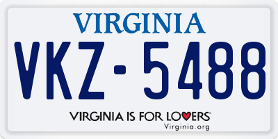 VA license plate VKZ5488