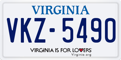 VA license plate VKZ5490
