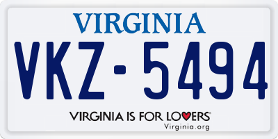 VA license plate VKZ5494