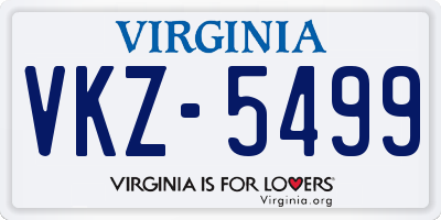 VA license plate VKZ5499