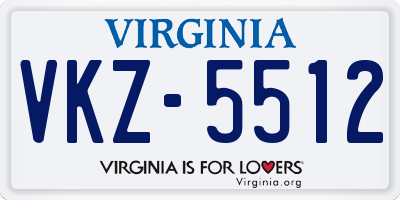VA license plate VKZ5512