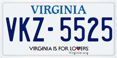 VA license plate VKZ5525