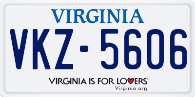 VA license plate VKZ5606