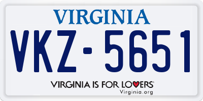 VA license plate VKZ5651