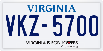 VA license plate VKZ5700