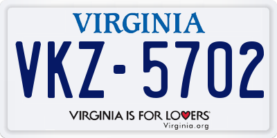 VA license plate VKZ5702