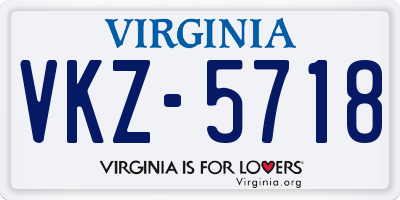 VA license plate VKZ5718