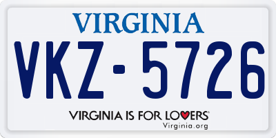 VA license plate VKZ5726