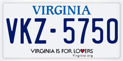 VA license plate VKZ5750