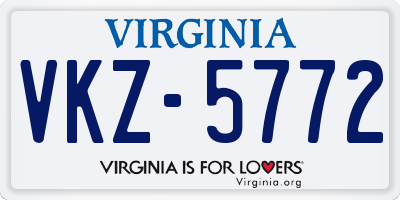 VA license plate VKZ5772