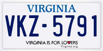 VA license plate VKZ5791