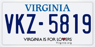 VA license plate VKZ5819