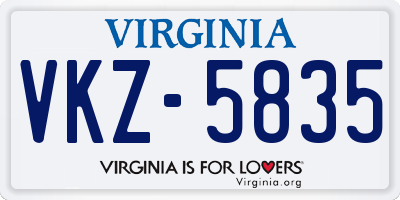 VA license plate VKZ5835