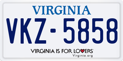 VA license plate VKZ5858