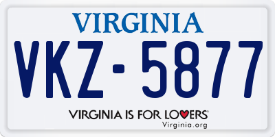 VA license plate VKZ5877