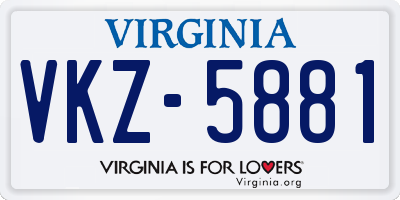VA license plate VKZ5881