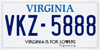 VA license plate VKZ5888