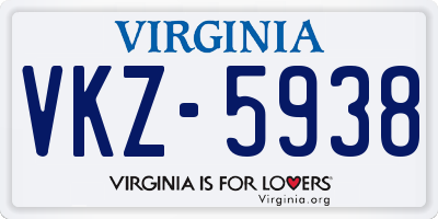 VA license plate VKZ5938