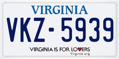 VA license plate VKZ5939