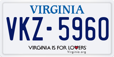 VA license plate VKZ5960