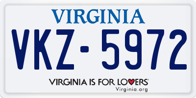 VA license plate VKZ5972