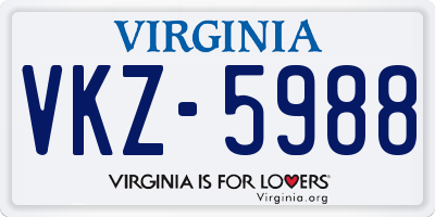 VA license plate VKZ5988