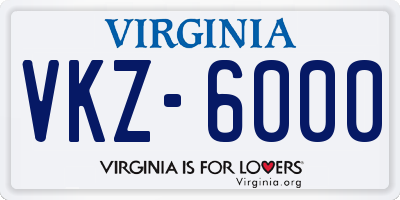 VA license plate VKZ6000