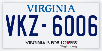 VA license plate VKZ6006