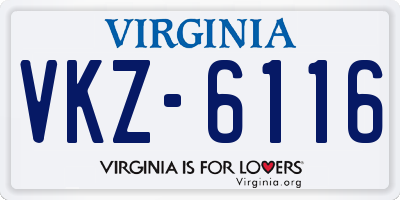 VA license plate VKZ6116