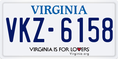 VA license plate VKZ6158