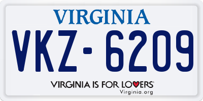 VA license plate VKZ6209
