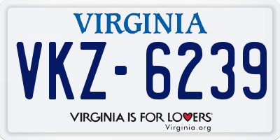 VA license plate VKZ6239
