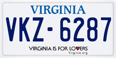 VA license plate VKZ6287