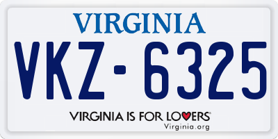 VA license plate VKZ6325